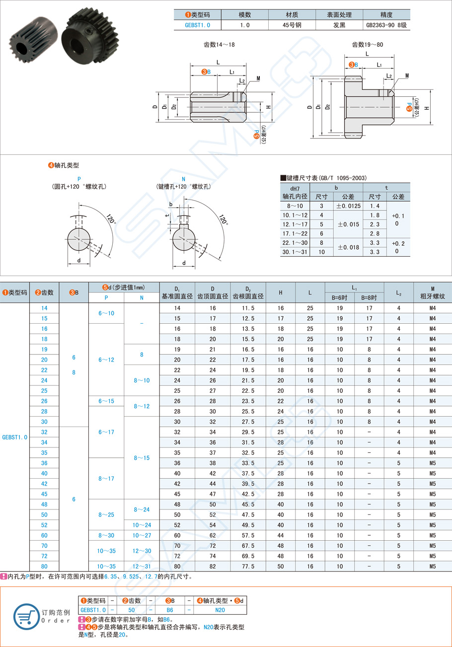 凸肩薄型直齒輪的軸孔直徑是多少