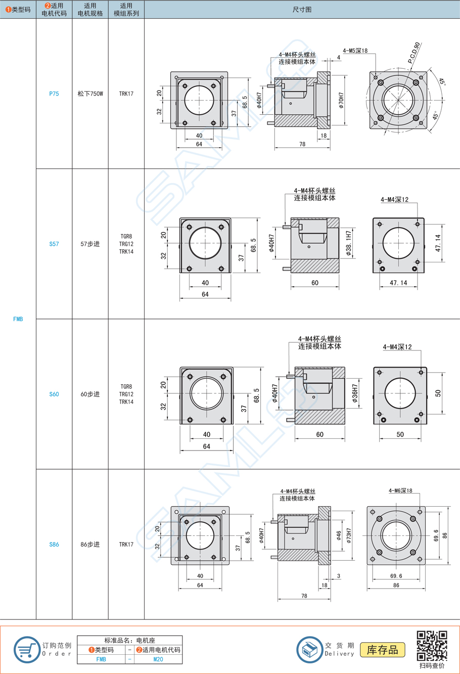 上隆電機(jī)座模組-適配TRG8/TRG12/TRK14/TRK17鋁合金材質(zhì)參數(shù)