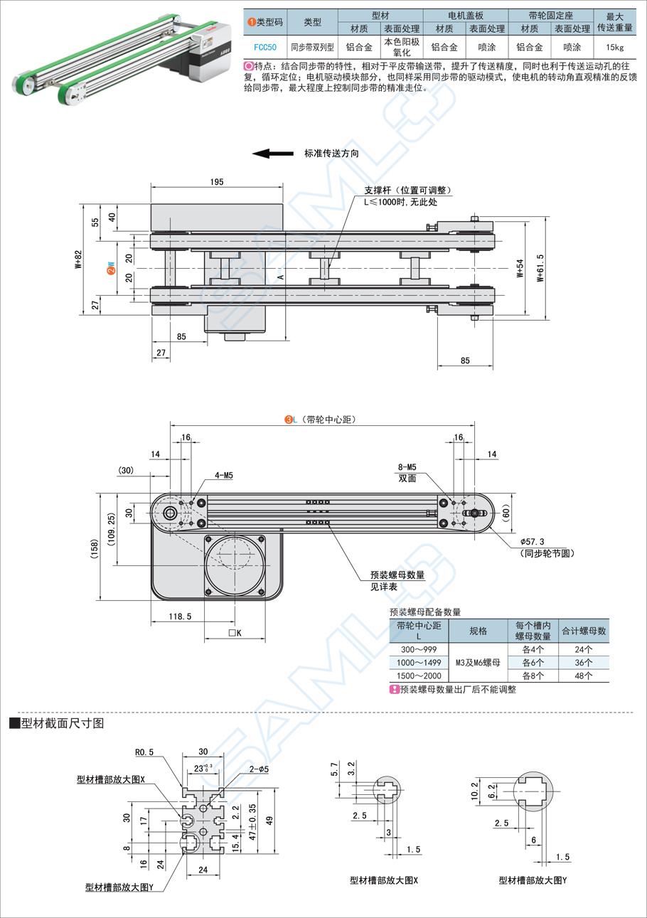 同步帶輸送機-雙列頭部驅(qū)動規(guī)格參數(shù)