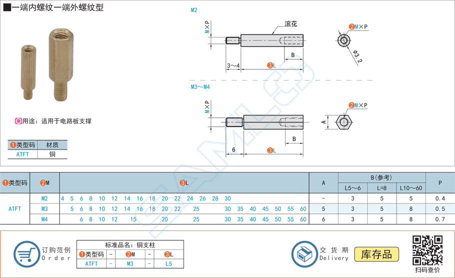 銅支柱-一端內(nèi)螺紋一端外螺紋型隔離柱規(guī)格參數(shù)尺寸材質(zhì)