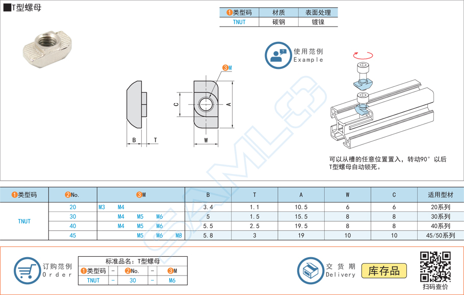 鋁型材T型螺母規(guī)格參數(shù)尺寸材質(zhì)