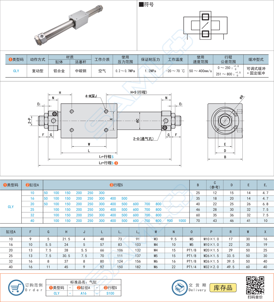 磁耦合無桿氣缸CLY規(guī)格參數(shù)尺寸材質(zhì)